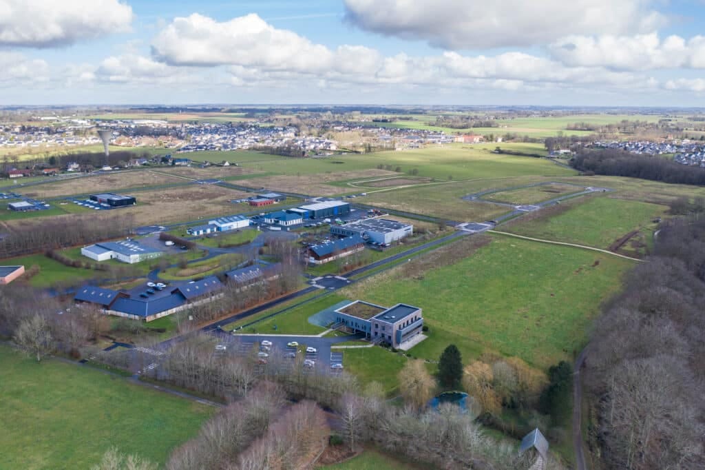Vue aérienne du Parc d'activités Eco-Normandie, à Saint-Romain-de-Colbosc - Terrains à vendre pour construire des bureaux et des locaux d'activités (c) Marin David - Le Havre Seine Métropole