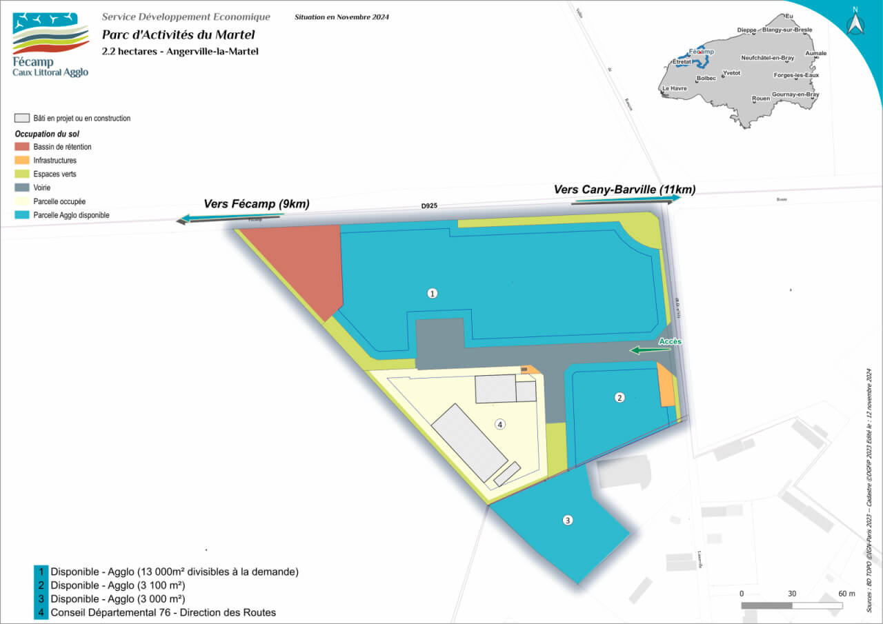 Plan du Parc d'activités de la Martel, terrains à vendre à Angerville la Martel