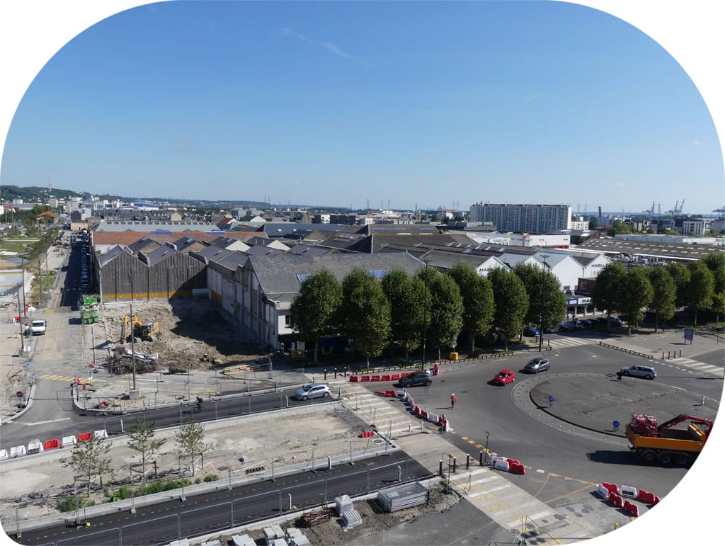 Les Magasins Généraux, un espace de 13 ha au pied de l'entrée de ville, en cours de concertation pour son réaménagement (c) Le Havre Seine Développement