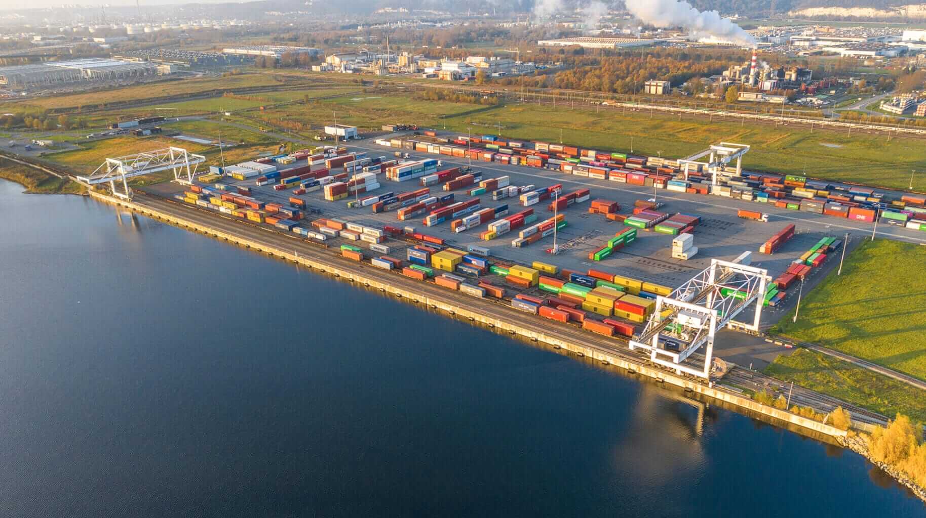 Vue aérienne du Terminal multimodal du Havre (c) Marin David - HAROPA PORT
