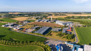 Vue aérienne du parc d'activités du Mesnil, terrains disponibles pour des entreprises (d) Marin David