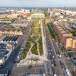 Vue aérienne de l'entrée de ville du Havre et de sa forêt urbaine (c) Marin David