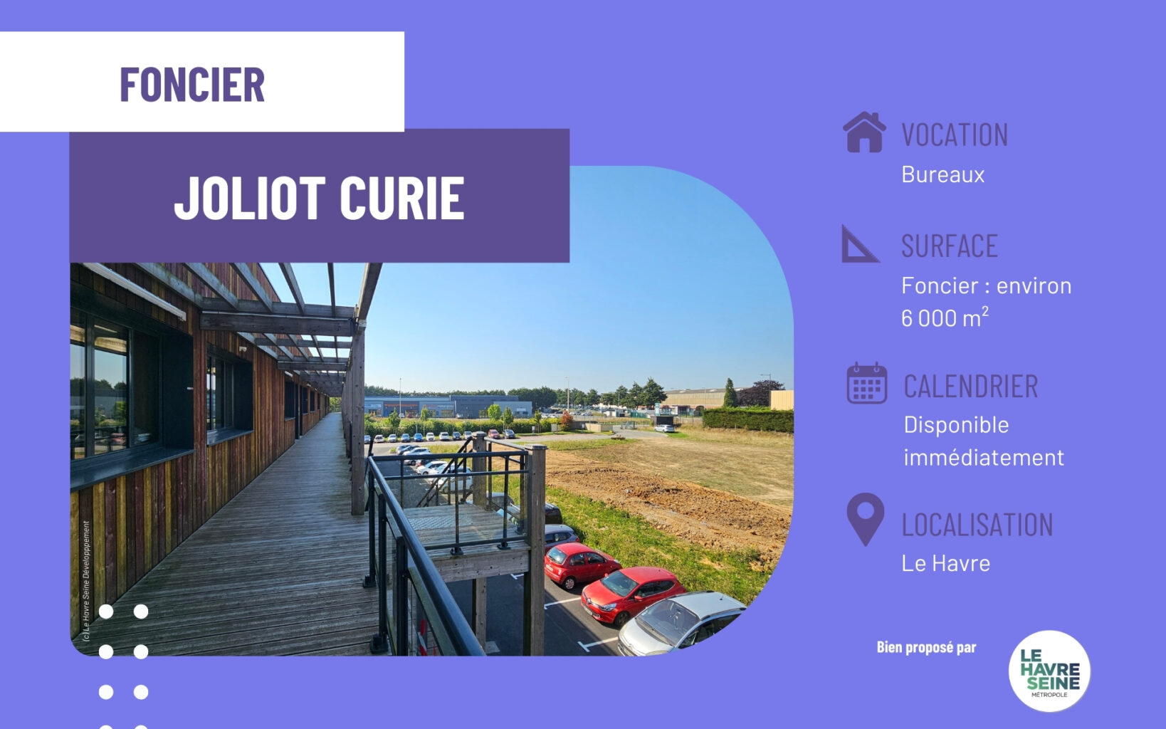 Opportunité d'investissement immobilier 2025 : terrain Joliot-Curie au Havre pour construire des bureaux