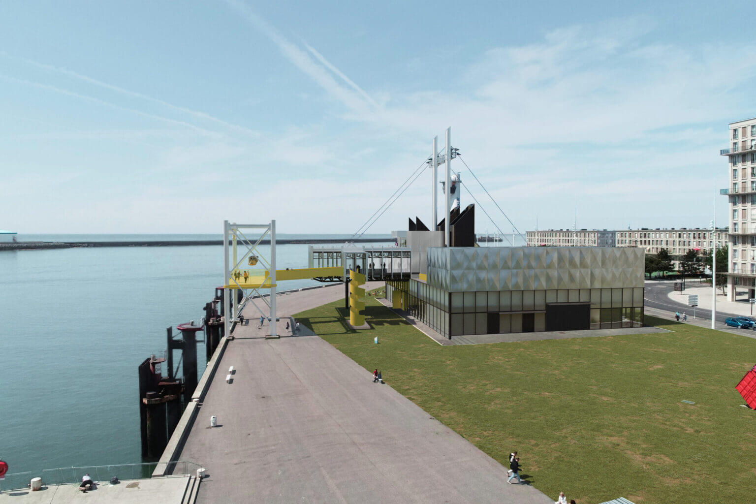 Perspective du futur centre d'art contemporain Antoine Rufenacht au Havre c) 𝐻𝐵𝐴𝐴𝑇 - 𝐴𝑡𝑒𝑙𝑖𝑒𝑟 𝐻𝑎𝑟𝑡 𝐵𝑒𝑟𝑡𝑒𝑙𝑜𝑜𝑡
