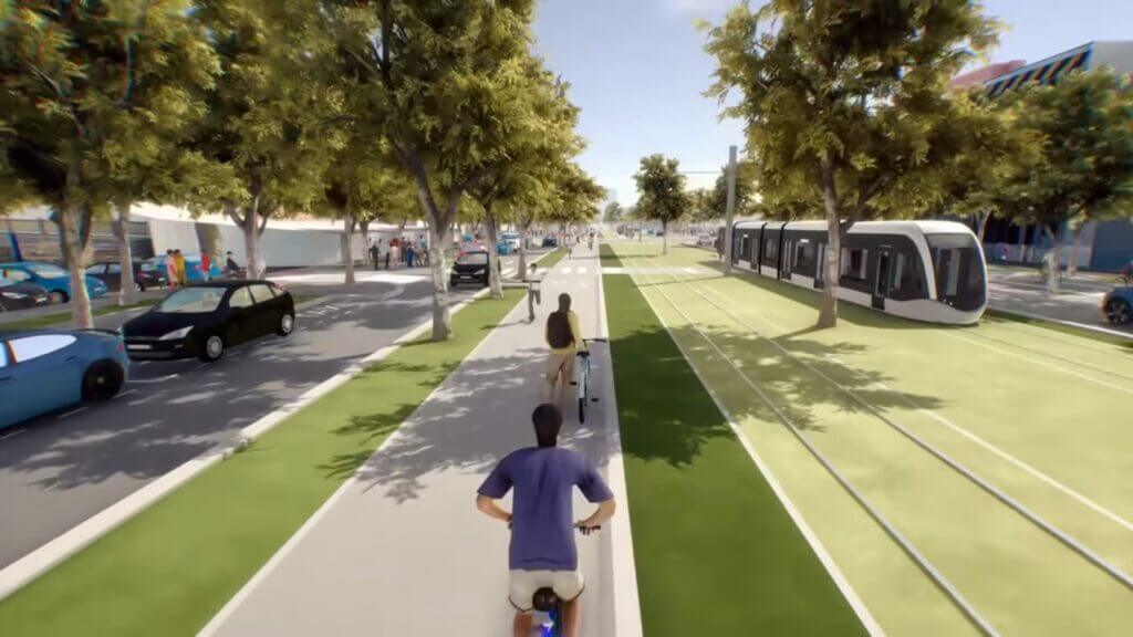 Simulation 3D d'une partie du trajet de la future ligne C du tramway au Havre