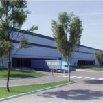 Simulation entrepôts Prologis DC9 et DC10, sur le PLPN3 - Zone Industrielle et Portuaire du Havre (c) Prologis